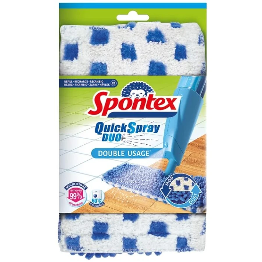 Spontex Quick Spray Duo Microfibre Mop Pad, 2 bucăți