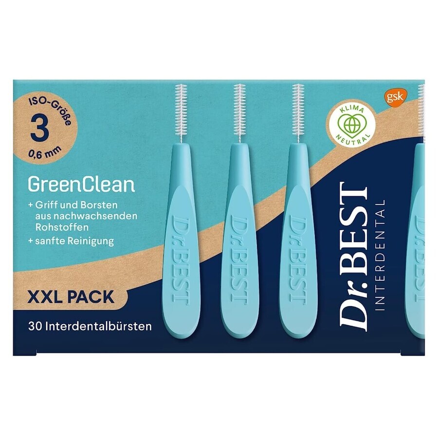 Interdentalbürsten Dr.Best GreenClean, Größe 3, 0,6mm, blau, XXL, 30 Stück