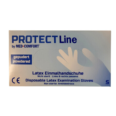 Protect line med-comfort, Latex-Handschuhe, Größe S, 100 Stück