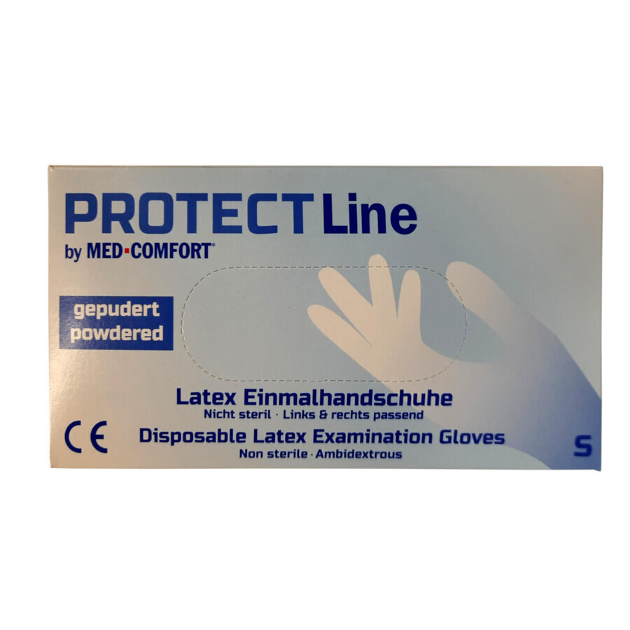 Protect line med-comfort, Latex-Handschuhe, Größe S, 100 Stück