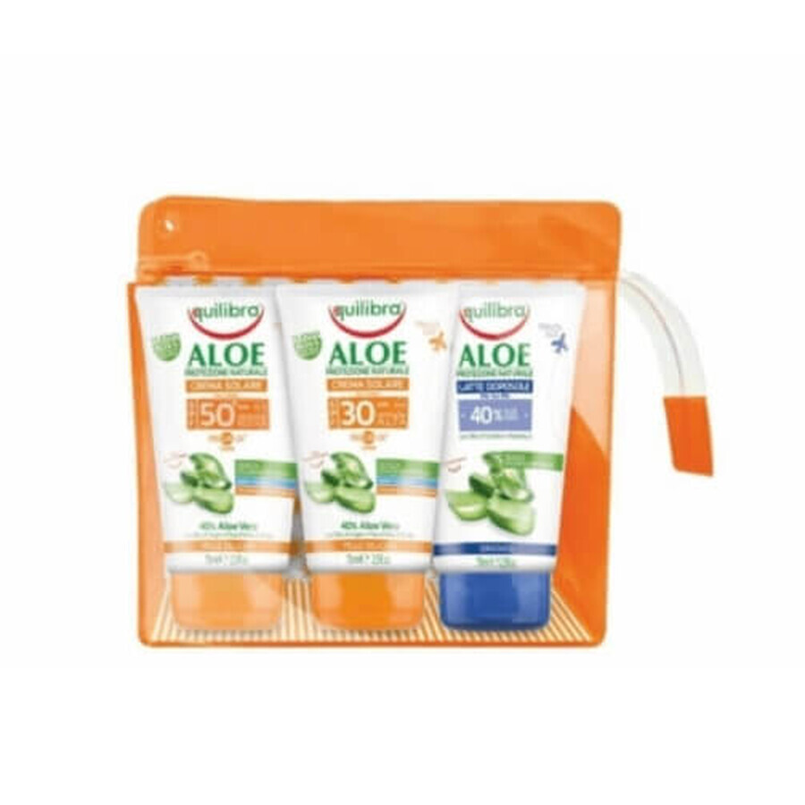 Equilibra, Aloe Vera Travel Kit SPF 30 Creme 75 ml + SPF 50 Creme 75 ml + Milch 75 ml