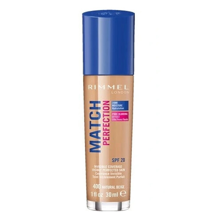 Rimmel Match Perfection Skin Fitting Foundation 400 Natural Beige SPF20, 30ml