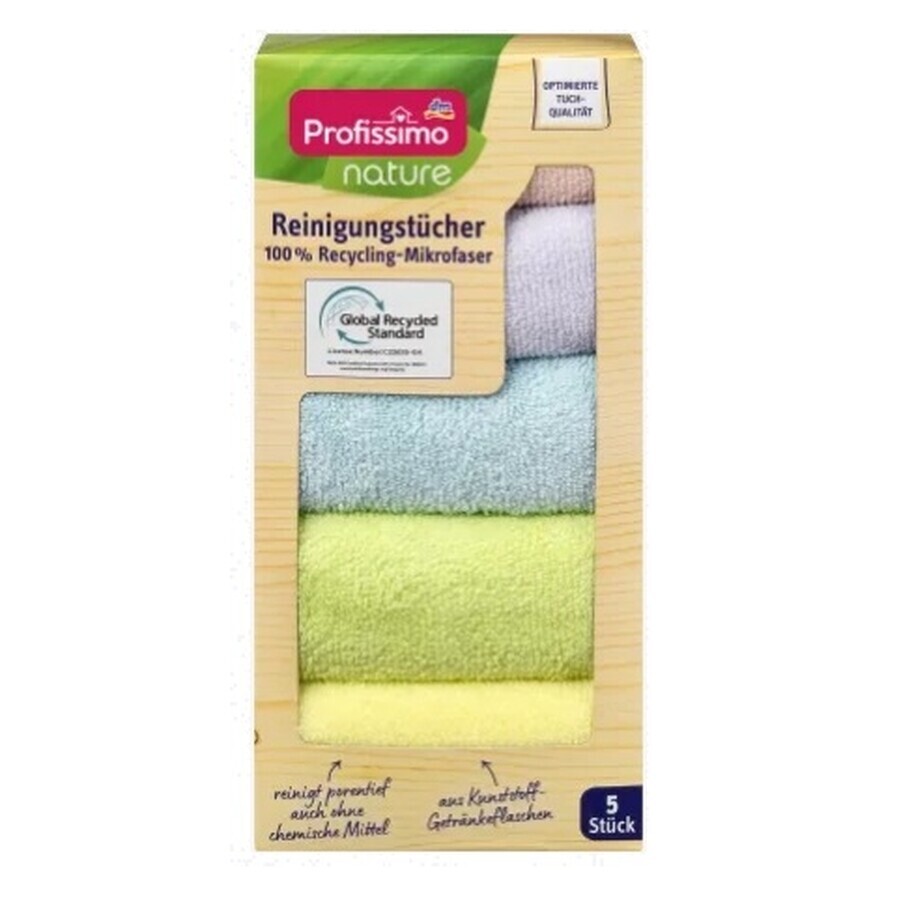 Profissimo, chiffon de nettoyage, 100% microfibre recyclée, 5 pièces