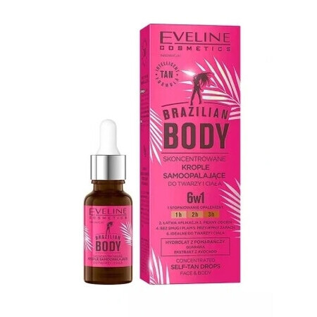 Eveline Brazilian Body Concentrated Self Tanning Drops für Gesicht und Körper, 18 ml