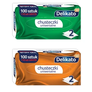 Delikato, box of 2-ply tissues, 100 + 10 pcs.