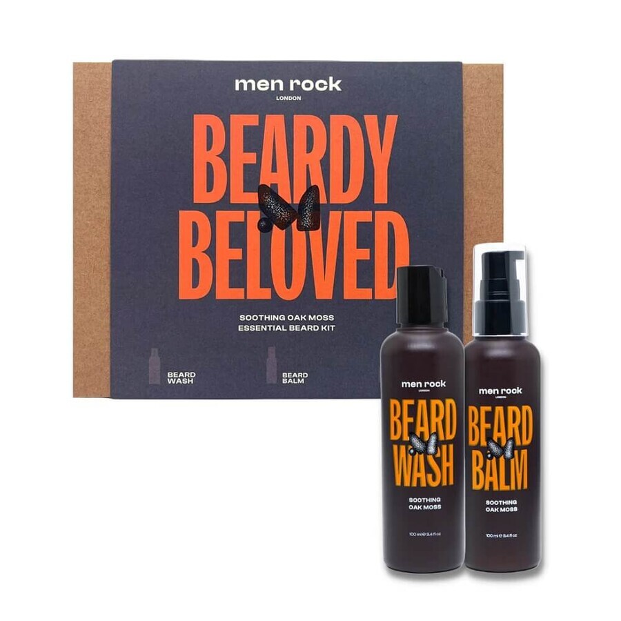 MenRock Beardy Beloved Beruhigendes Eichenmoos-Bartshampoo 100ml + Bartspülung 100ml