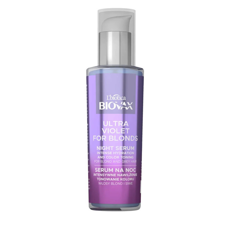 Biovax Ultra Violet Night Toning Moisturising Serum für blondes und graues Haar, 100ml