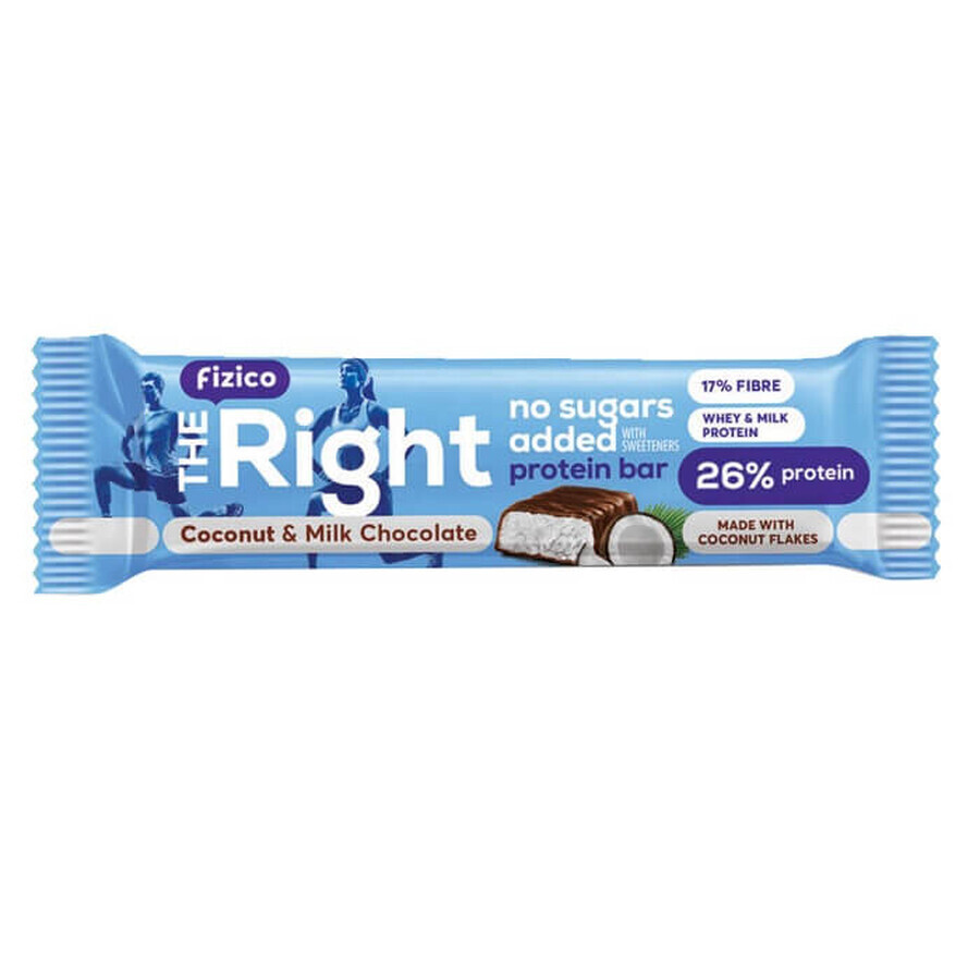 Baton proteic ciocolata cu lapte si cocos Fizico The Right, 60g, Sly Nutritia