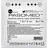 Self-adhesive pads, Pasomed, 17 threads, 8 layers, 7.5cmx7.5cm, 3 pieces - Long lasting!