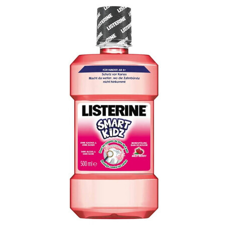 Listerine Smart Kidz, Colluttorio al gusto di mirtillo rosso per bambini sopra i 6 anni, 500 ml