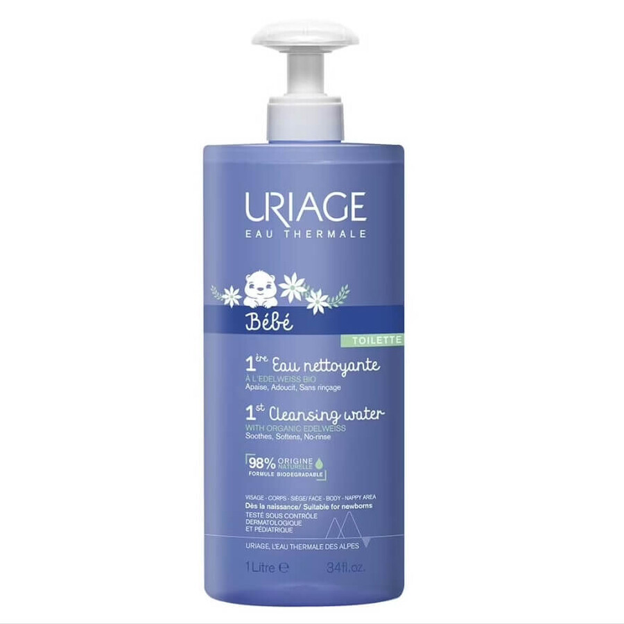 Uriage Bebe 1st Cleansing Baby-Reinigungswasser ohne Eiterung, 1000ml