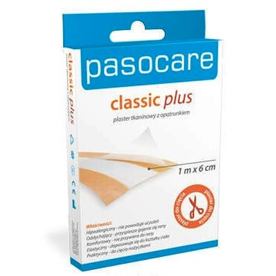 Pasocare Classic Plus Pflaster, 1m x 6cm, Classic Plus, 1 Stück - Lange Haltbarkeit!