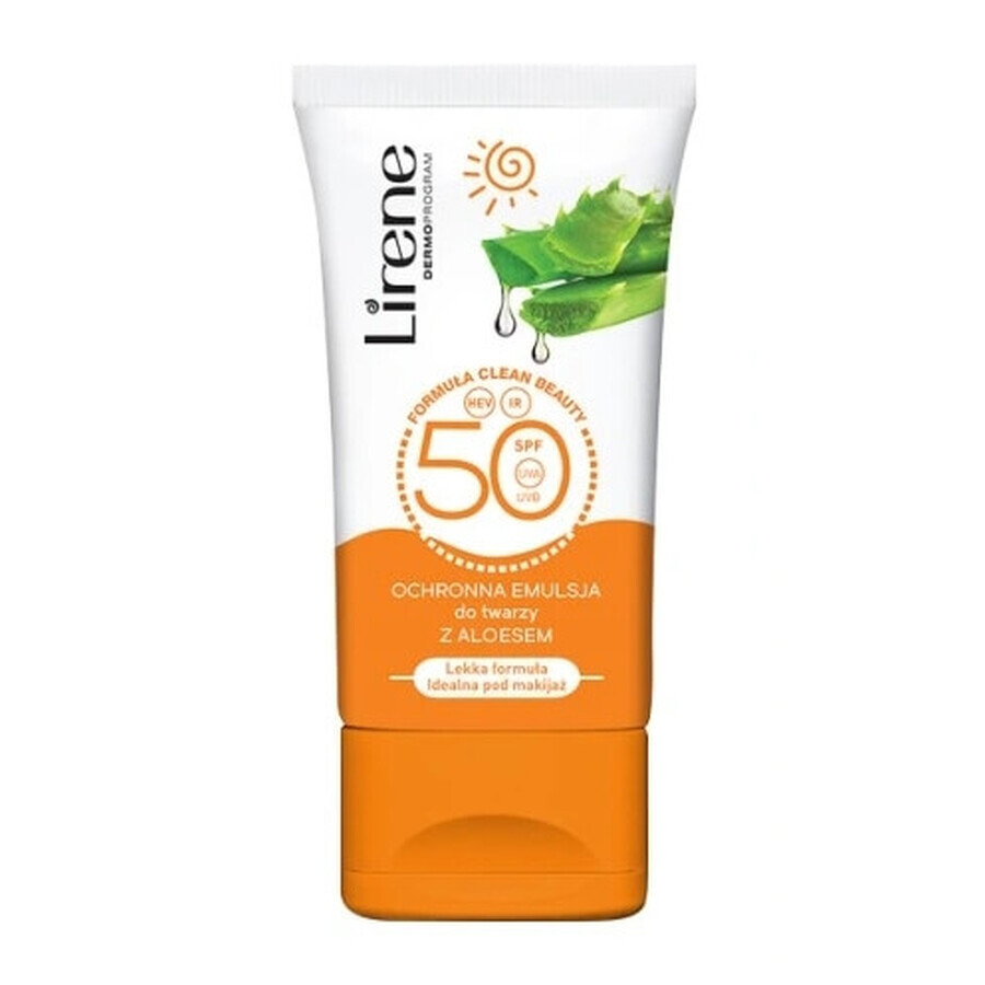 Lirene Aloë Vera Beschermende Gezichtsemulsie met Aloë Vera SPF 50, 50 ml