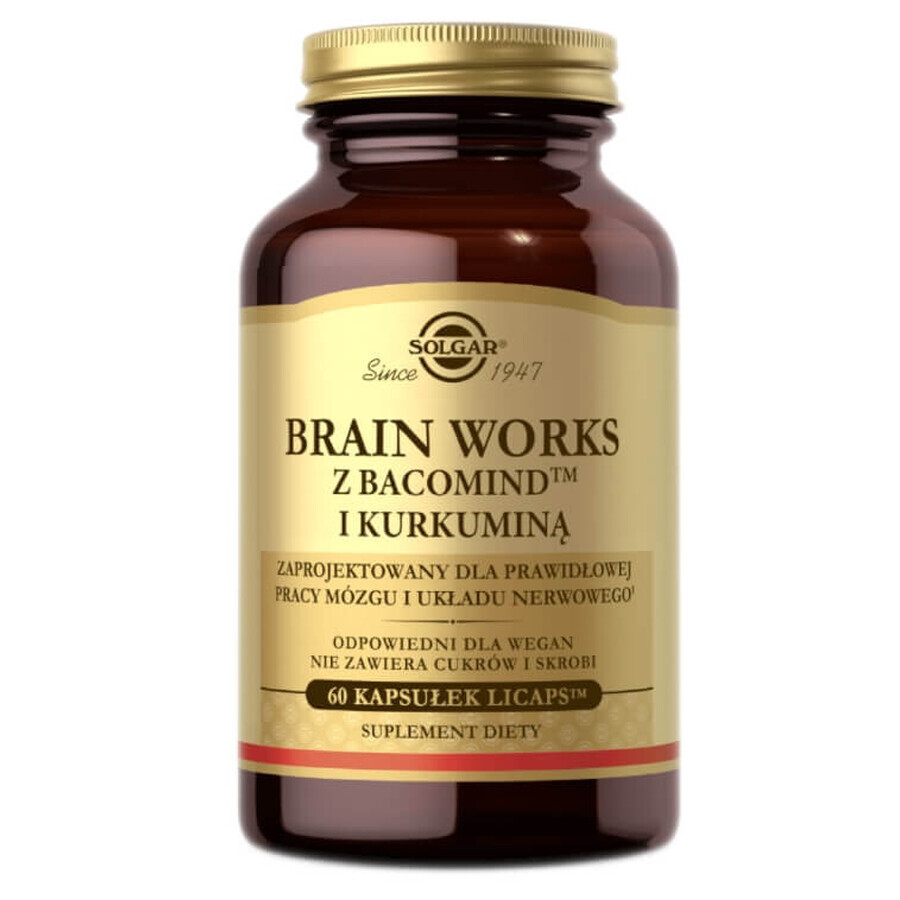 Solgar Brain Works mit Bacomind und Curcumin, 60 Kapseln