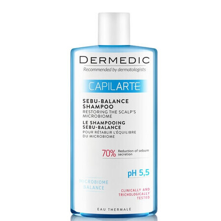 Dermedic Capilarte Capilarte Sebu-Balance Shampoo zur Wiederherstellung des Gleichgewichts des Hautmikrobioms, 300 ml