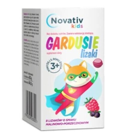 Novativ Kids Gardusie Lollies met frambozen- en zwarte bessensmaak, 8 stuks