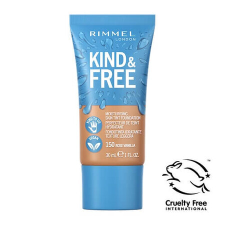 Rimmel Kind amp; Free Base de Maquillaje Hidratante Vegana 150 Rosa Vainilla, 30ml