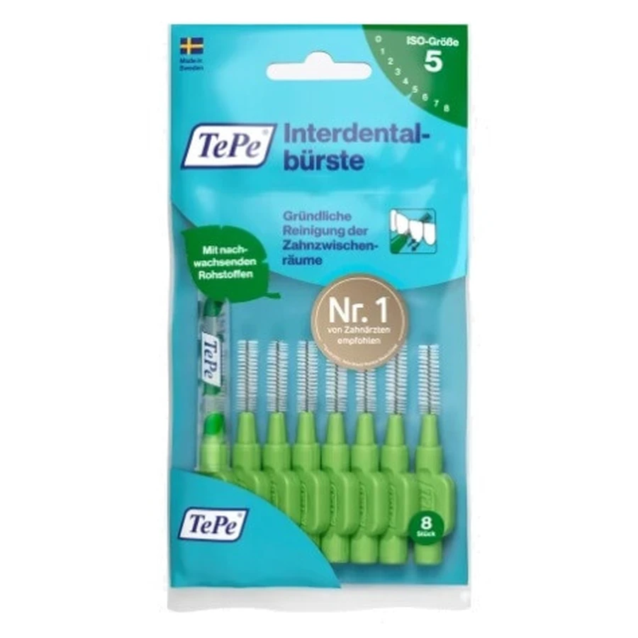 TePe, Tandenborstels, groen 0,8 mm, maat 5, 8 stuks