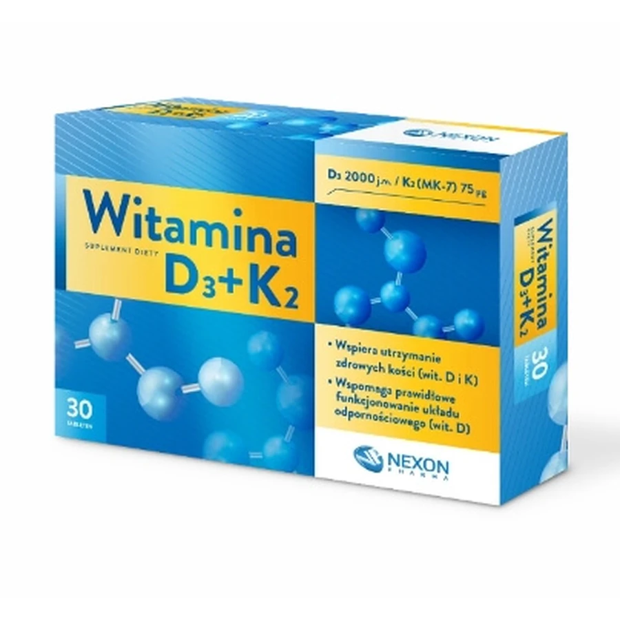 Vitamine D3 + K2, 30 capsules