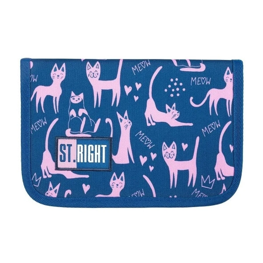 Trousse à crayons à deux rabats sans accessoires bleu marine Cats