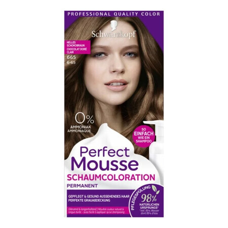 Schwarzkopf, Perfect Mousse, 665 Light Chocolate Bir, Färbewachs Mousse