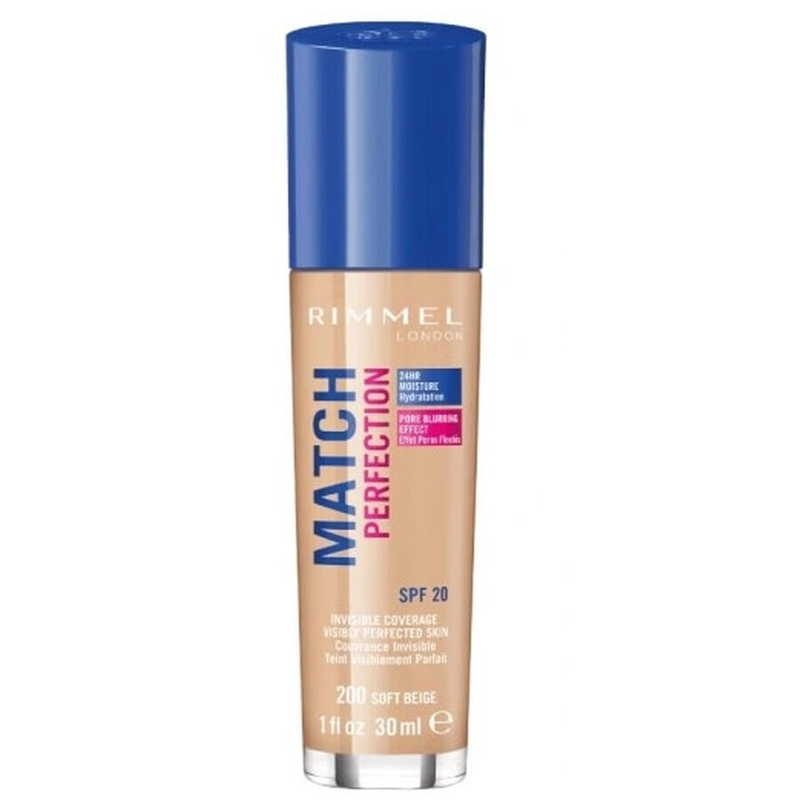 Rimmel Match Perfection Skin Fitting Foundation 200 Soft Beige SPF20, 30ml