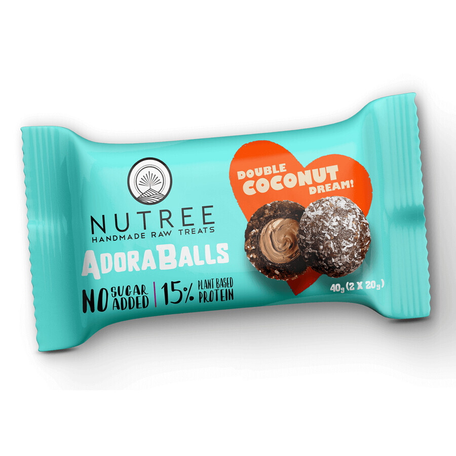 AdoraBalls Double Coconut Dream gluten-free protein pralines, 40 g, Nutree