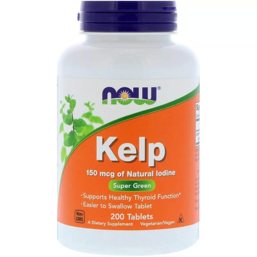 Kelp Iodine Natural, 150 mcg, 200 comprimés, Now Foods