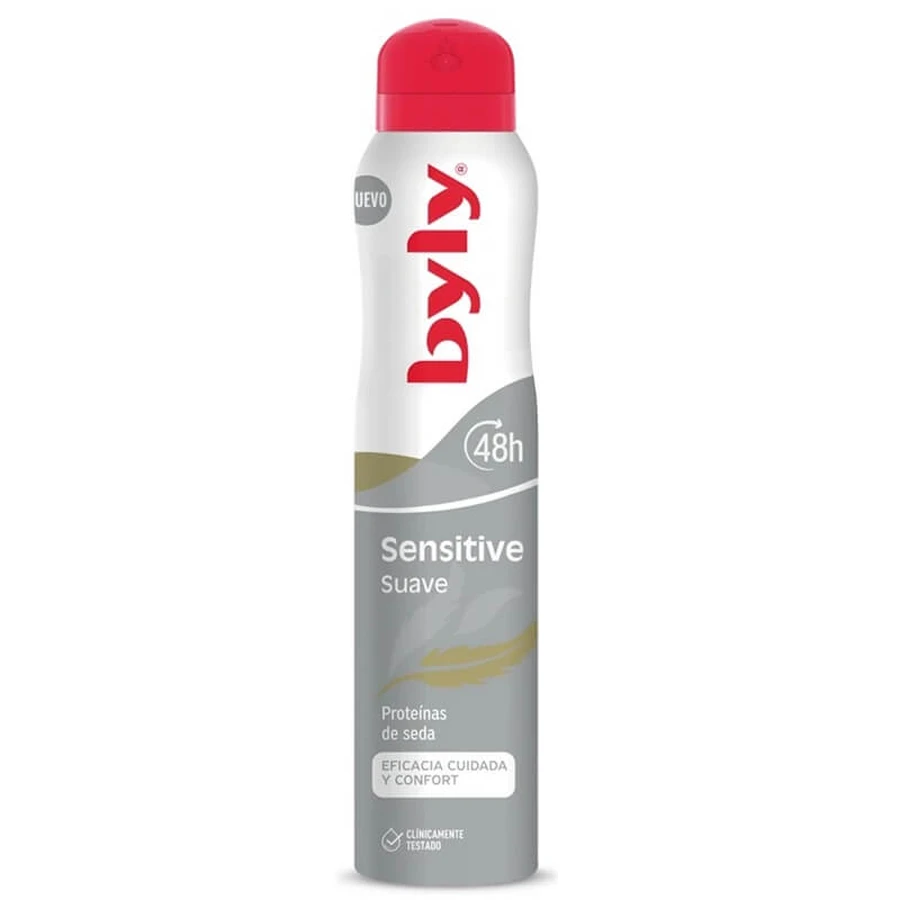 Spray déodorant aux protéines de soie, protection 48h Sensitive, 200 ml, Byly