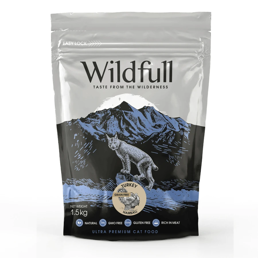 Turkey dry cat food for adult cats Cat Hairball, 1.5 kg, Wildfull