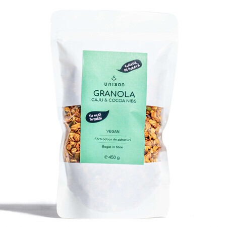 Granola avec noix de cajou et flocons de cacao, 450 g, Unison