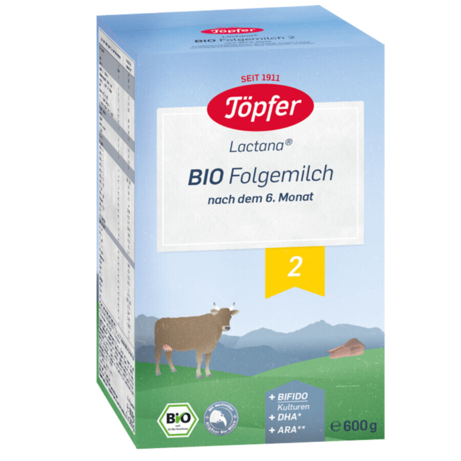 Melkpoeder Bio 2 Lactana, 6 maanden+, 600 g, Topfer