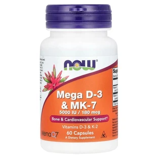 Vitamin D-3 With Vitamin K-2, 5,000 IU, 60 vegetarian capsules, Now Foods