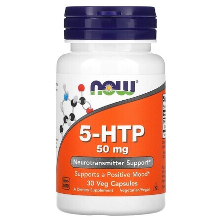 Neurotransmitter 5-HTP, 50 mg, 30 vegetarische Kapseln, Now Foods