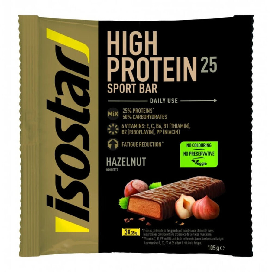 Eiweißriegel mit Haselnussgeschmack High Protein Sport Bar, 3 x 35 g, Isostar