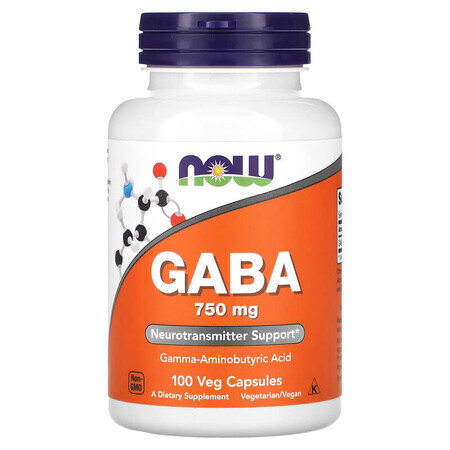 Gaba, 750 mg, 100 vegetarian capsules, Now Foods