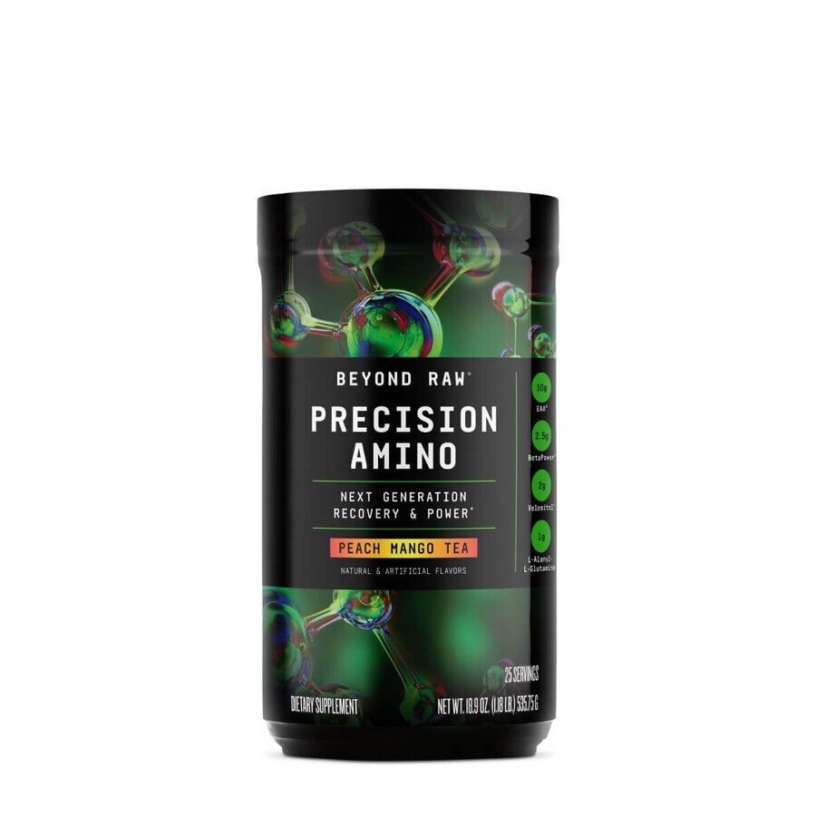 Gnc Beyond Raw Raw Precision Amino, Acides Aminés avec Arôme de Thé Pêche et Mangue, 535.75 G