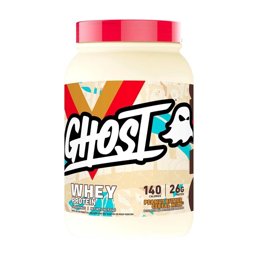 Ghost Whey Protein, Proteína de suero de leche con sabor a leche de cereales y mantequilla de cacahuete, 924 G