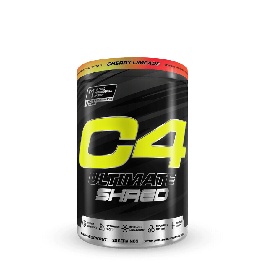 Cellucor C4 Ultimate Shred Pre-workout, formula di definizione avanzata al gusto di limonata alla ciliegia, 402 G