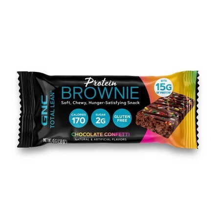 Gnc Total Lean Protein Brownie Chocolate Brownie Confetti, Brownie Confetti aromatisé au chocolat, 45 g