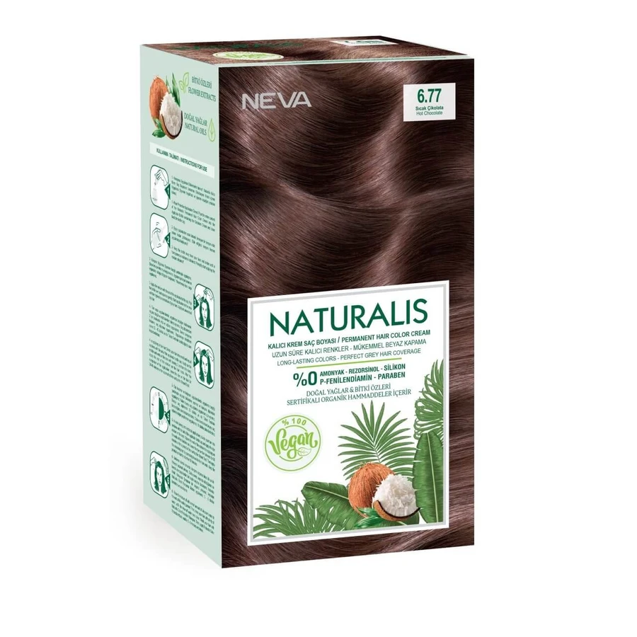 Vegane Haarfarbe ohne Ammoniak, Chocolate 6.77, Naturalis, Neva, 150 ml