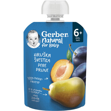 Gerber Natural pear and plum bag 6m+ 90 g