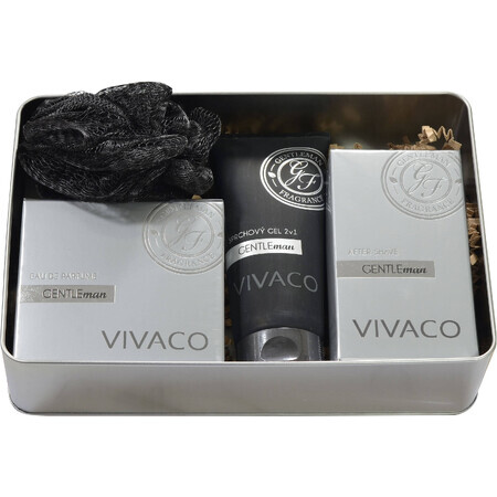 Vivaco Geschenkpaket Gentleman silver edition - EDP 50ml + Duschgel 200ml + Aftershave 100ml + 1x Geschenk