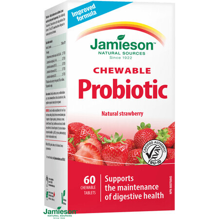 Jamieson probiotische zuigtabletten met aardbeiensmaak tbl. 60 tabletten