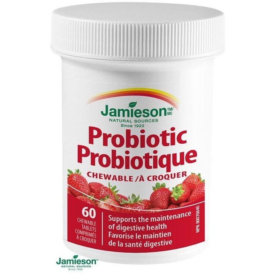 Jamieson probiotische zuigtabletten met aardbeiensmaak tbl. 60 tabletten