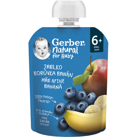 Gerber Pungă naturală mere, afine și banane 6m+ 90 g