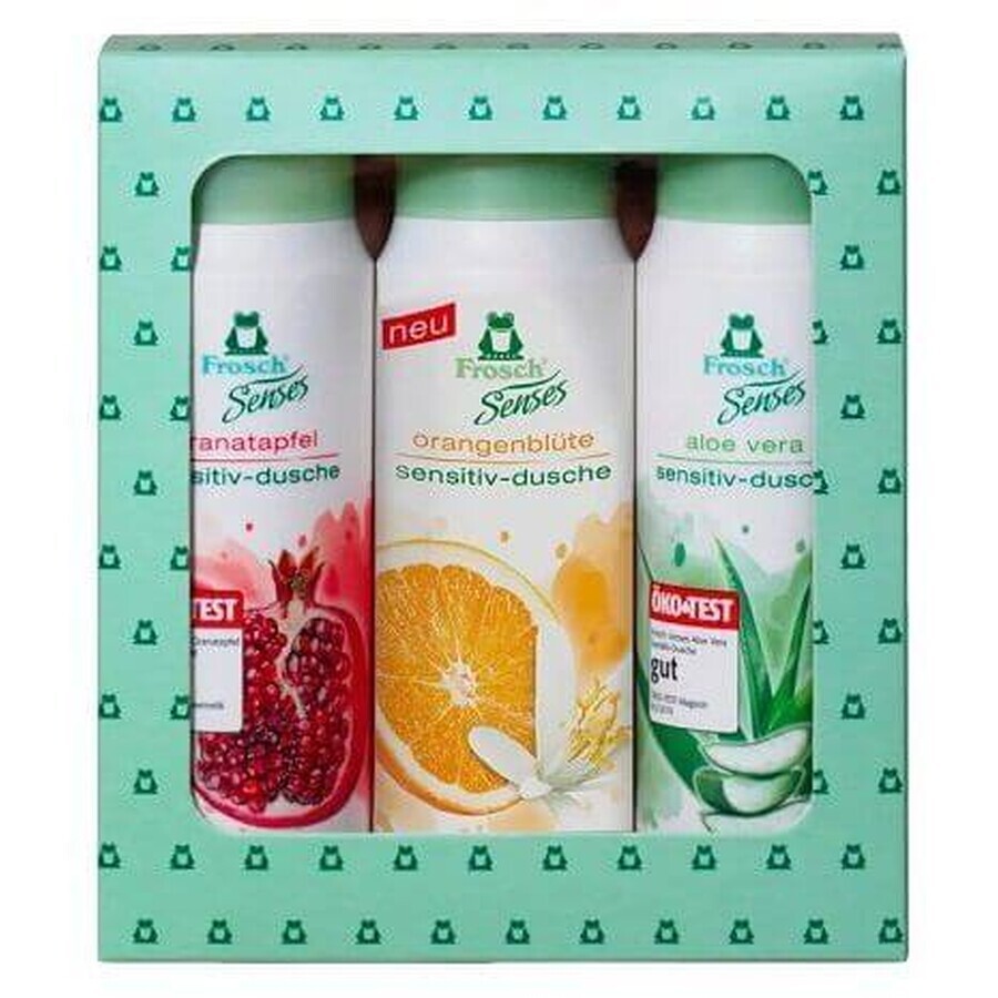 Frosch Geschenk-Set - Granatapfel-, Aloe Vera- und Orangenblüten-Duschgels 3 x 300 ml