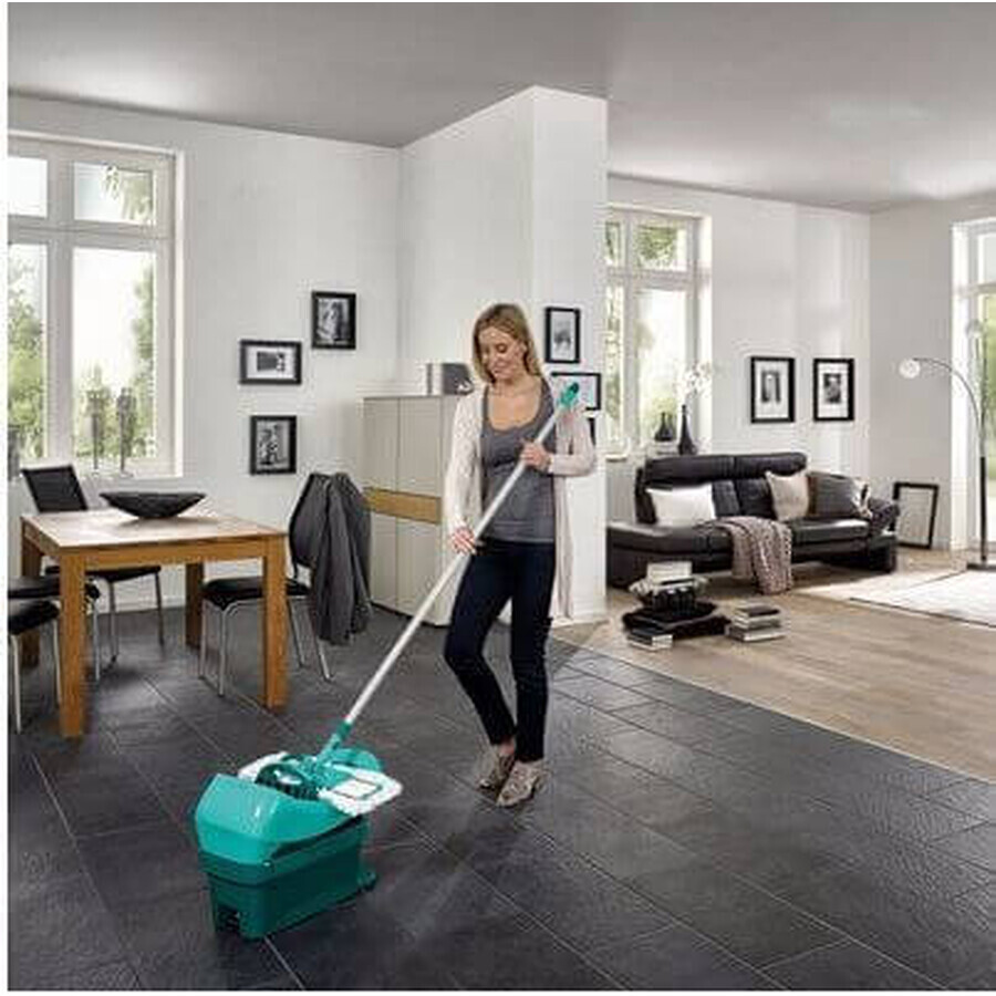 Leifheit Profi Profi Mop + Profi Eimer Set mit Beinpresse mit Rädern 2 Stück