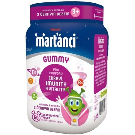 Martians Walmark Gummy zwarte vlierbes 20 mg gelatine tabletten 50 stuks