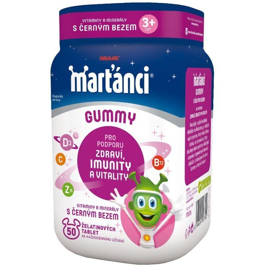 Martians Walmark Gummy zwarte vlierbes 20 mg gelatine tabletten 50 stuks